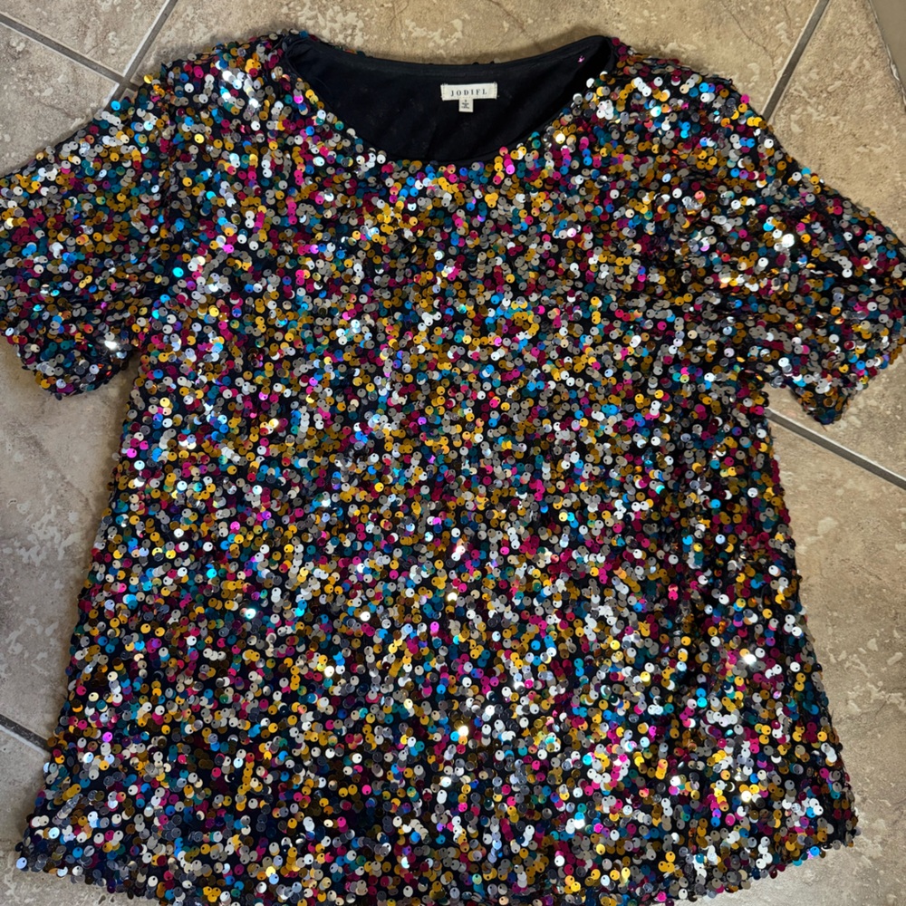 JODIFL Black and Colorful Sequin Blouse